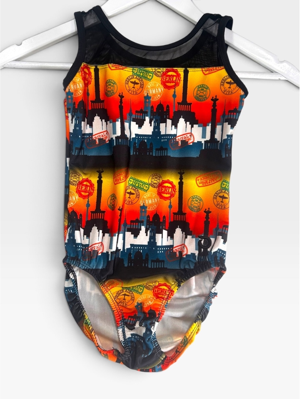 Plum Practicewear Gymnastics Leotard Child Large CL Berlin Germany Skyline Mesh